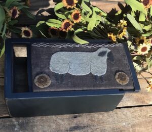 Sheep Applique on Sliding Lid Box